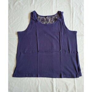 Dreams Co. Tank Top Womens Size 3 X Navy Sleeveless Lace Ribbed on the back New